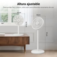 Tichý stojanový ventilátor EXTRASTAR, biely, priemer lopatiek 32 cm, oscilačný, 3 rýchlosti, nočný režim, moderný dizajn 2