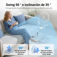 Tichý stojanový ventilátor EXTRASTAR, biely, priemer lopatiek 32 cm, oscilačný, 3 rýchlosti, nočný režim, moderný dizajn 3