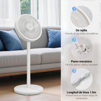 Tichý stojanový ventilátor EXTRASTAR, biely, priemer lopatiek 32 cm, oscilačný, 3 rýchlosti, nočný režim, moderný dizajn 5