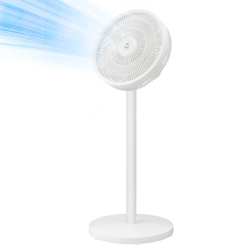 Tichý stojanový ventilátor EXTRASTAR, biely, priemer lopatiek 32 cm, oscilačný, 3 rýchlosti, nočný režim, moderný dizajn