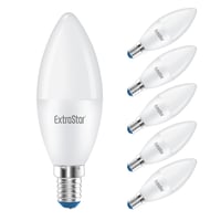 EXTRASTAR E14 LED Izzó, C37, 6W (48W), 480lm, 6500K Hideg Fehér, Nem Szabályozható, 6 Darabos Csomag, Energiatakarékos 1
