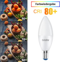 EXTRASTAR E14 LED Izzó Meleg Fehér 6W Gyertya Alakú, 40W Helyettesítő 480 Lumen 3000K C37 Forma, 3 Darabos Csomag 6