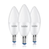 EXTRASTAR E14 LED Žiarovka Teplá Biela 6W Sviečka, Náhrada za 40W 480 Lumenov 3000K Tvar C37, Balenie 3 Kusy 2