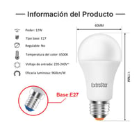 EXTRASTAR E27 LED žiarovka 15W (120W) 1200 lúmenov, teplá biela 3000K, A60, nestmievateľná, balenie 6 ks 3