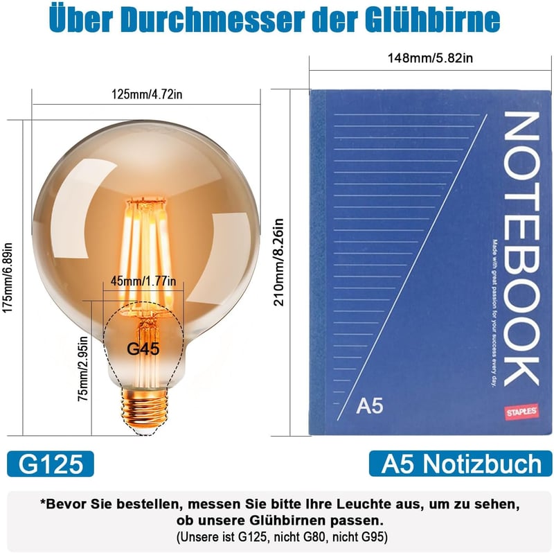 ExtraStar Edison G95 E27 LED filament izzó vintage stílusú - G125