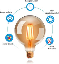 ExtraStar Edison G95 E27 LED filament izzó vintage stílusú - G125 6