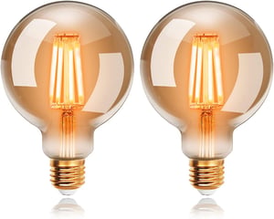 EXTRASTAR G95 E27 Bec LED Edison Vintage, 4W Alb Cald 2200K, Bec Decorativ Retro cu Filament, Înlocuitor Bec 40W, 2 buc