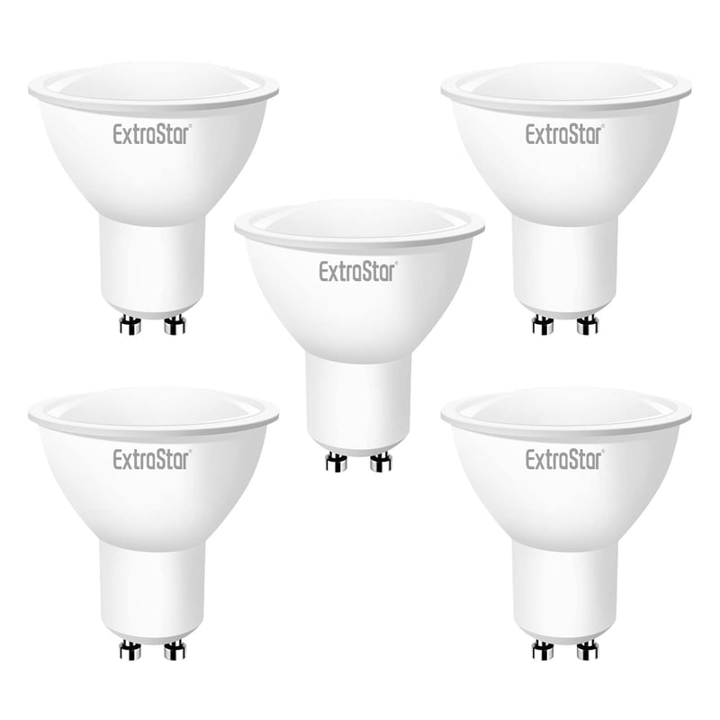 EXTRASTAR GU10 LED žiarovka, 8W (ekvivalent 54W), 6500K studená biela, nestmievateľná, balenie 5 ks