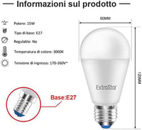 EXTRASTAR LED žiarovka E27 12W (namiesto 96W) 960 lúmenov teplá biela 3000K energeticky úsporná žiarovka, balenie 6 ks, energetická trieda A+ 3