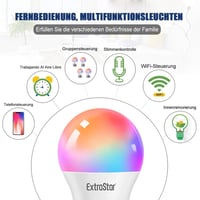 EXTRASTAR Okos LED Izzó E27 WiFi Szabályozható 16 Millió Szín RGB 4.9W Alexa Google Home Kompatibilis 2 Darab 4