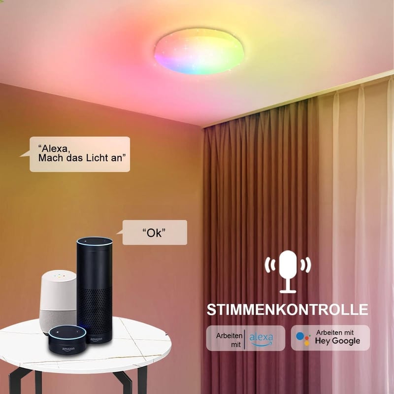 EXTRASTAR Smart LED Mennyezeti Lámpa WiFi Dimmer Alexa Google Home Kompatibilis