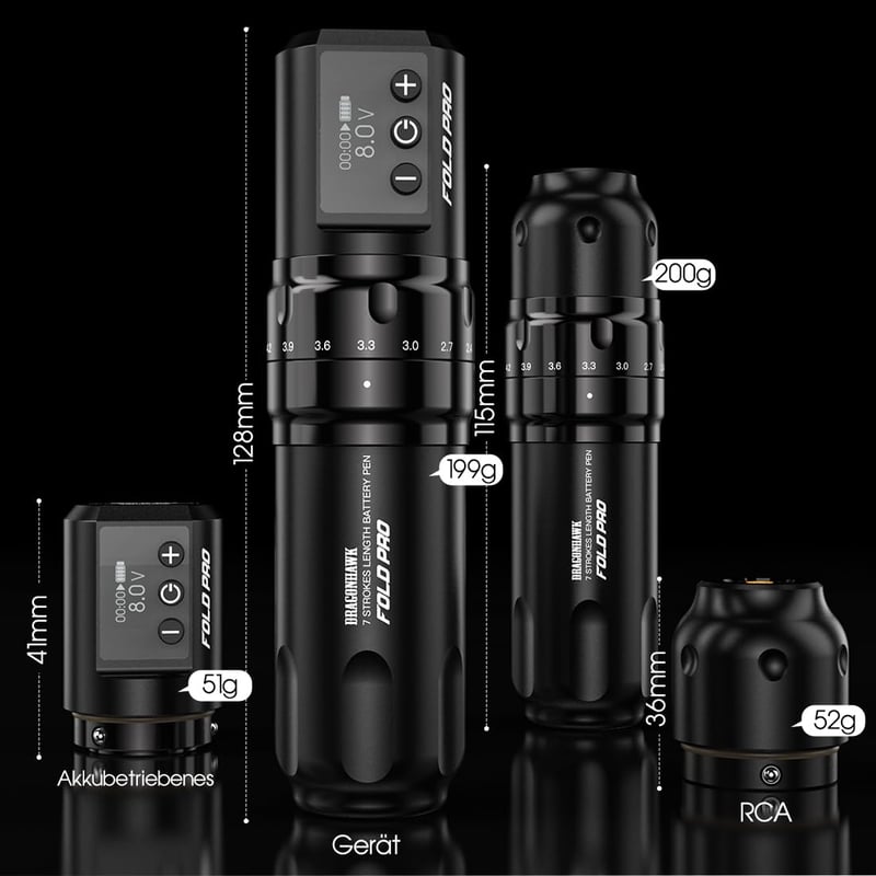 Extreme Tattoo Dragonhawk Fold Pro Wireless Tetoválógép 2db 1500mAh Akkumulátor