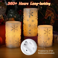EXTSUD 3 darabos adventi dekoráció LED gyertyákkal, időzítővel, hópehelyes design 5