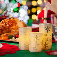 EXTSUD 3 darabos adventi dekoráció LED gyertyákkal, időzítővel, hópehelyes design 7