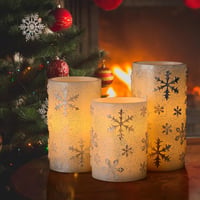 EXTSUD 3 darabos adventi dekoráció LED gyertyákkal, időzítővel, hópehelyes design 6