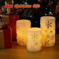 EXTSUD 3 darabos adventi dekoráció LED gyertyákkal, időzítővel, hópehelyes design 8