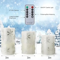 EXTSUD 3 darabos adventi dekoráció LED gyertyákkal, időzítővel, hópehelyes design 2