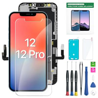 Náhradný displej EXW pre iPhone 12 / 12 Pro – čierny, 6,1-palcový dotykový displej s digitizérom, kompletnou sadou na opravu a ochranným sklom – A2172, A2402, A2404, A2403, A2341, A2406, A2408 1