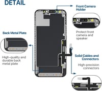 Náhradný displej EXW pre iPhone 12 / 12 Pro – čierny, 6,1-palcový dotykový displej s digitizérom, kompletnou sadou na opravu a ochranným sklom – A2172, A2402, A2404, A2403, A2341, A2406, A2408 7
