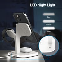 Stație de încărcare inductivă 3 în 1 EXW MagSafe cu lampă, alb - Încărcător wireless rapid pentru iPhone 17 16 15 14 13 12 Pro Max, Apple Watch, AirPods 6