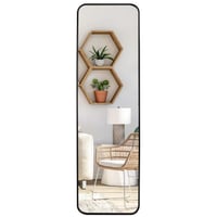 EXYGLO 120x35 cm Crno Zidno Ogledalo s Aluminijskim Okvirom - Ogledalo Puna Dužina za Spavaću Sobu, Dnevni Boravak, Predsoblje, Otporno na Lomljenje 1