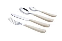 Set de tacâmuri Exzact din 16 piese, din oțel inoxidabil, cu mâner lat, pentru 4 persoane, culoarea crem 2