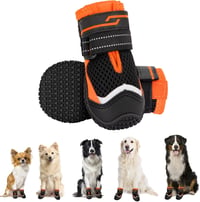 Eyein Kutyacipő 2 Pár Légáteresztő Talpvédelem Csúszásmentes Reflexes Velcro Narancssárga 1