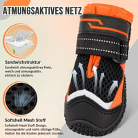 Eyein Kutyacipő 2 Pár Légáteresztő Talpvédelem Csúszásmentes Reflexes Velcro Narancssárga 4