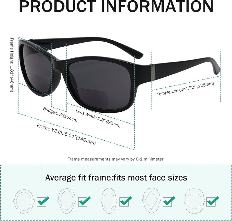 Ochelari de soare bifocali Eyekepper cu ramă rotundă din plastic