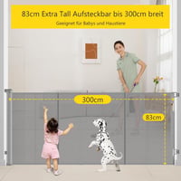 Eyeleaf Behúzható Biztonsági Ajtórács Babáknak és Kisállatoknak - 0-300 cm Széles, 83 cm Magas, Egykezes Működtetés, Lépcsőkhöz, Ajtókhoz 4