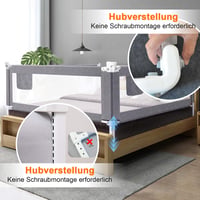 Barieră de pat pentru copii Eyeleaf Gri 2 m - Protecție anti-cădere pentru pătuț, grilaj de siguranță cu instrucțiuni de asamblare în limba germană 7