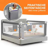 Barieră de pat pentru copii Eyeleaf Gri 2 m - Protecție anti-cădere pentru pătuț, grilaj de siguranță cu instrucțiuni de asamblare în limba germană 3
