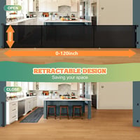 Poartă de Siguranță Retractabilă Eyeleaf pentru Scări și Holuri – Negru, 300x86 cm – Barieră de Protecție pentru Bebeluși și Câini, de Interior și Exterior 5