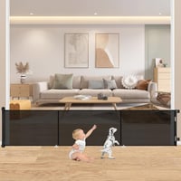 Poartă de Siguranță Retractabilă Eyeleaf pentru Scări și Holuri – Negru, 300x86 cm – Barieră de Protecție pentru Bebeluși și Câini, de Interior și Exterior 1