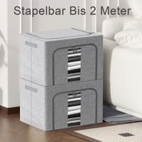 Eyeleaf kutija za pohranu 100L, set od 2 komada, lanena s metalnim okvirom, sklopiva, s prozirnim prozorčićem, patentnim zatvaračem i ručkama, za odjeću i posteljinu 7