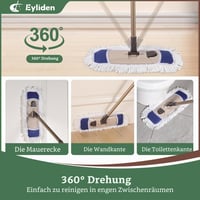 Eyliden mikrofibra mop s 2 zamjenske glave, podesivom drškom od 134 cm i rotirajućom pločom od 360° za podove, pločice i laminate 2
