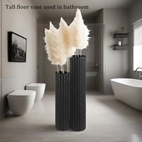 EylKoi 2 db fekete fém álló hengeres padlóváza méhsejt mintával modern sarok dekor H:55+70 cm nappali irodába 8