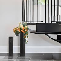 EylKoi 2 db fekete fém álló hengeres padlóváza méhsejt mintával modern sarok dekor H:55+70 cm nappali irodába 5