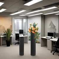 EylKoi 2 db fekete fém álló hengeres padlóváza méhsejt mintával modern sarok dekor H:55+70 cm nappali irodába 9
