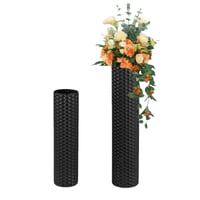EylKoi kovová podlahová váza so včelím vzorom, 2 ks – čierna – 55 + 70 cm 1