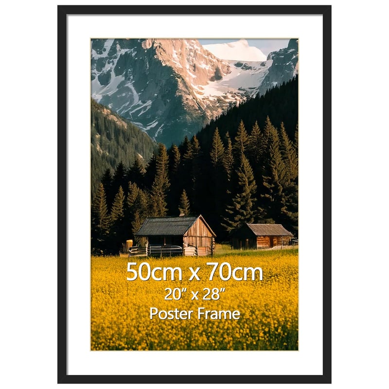 EYMPEU Nástenný rám na plagáty 50 x 70 cm, 1 ks rám na obrazy, čierny, do kancelárie a domácnosti