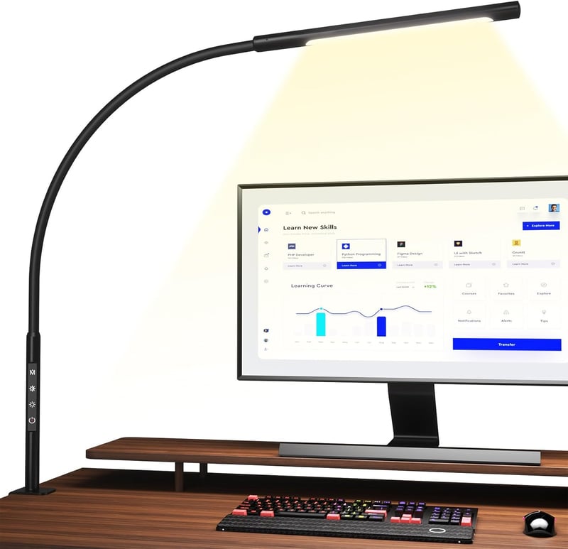 EYOCEAN LED Asztali Lámpa Csiptetős Szemmegóvó Dimmer Időzítő Fekete