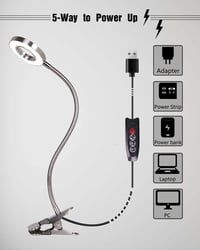 EYOCEAN LED Csiptetős Olvasólámpa Flexibilis Nyakkal, 3 Mód 10 Fokozat Fényerő 7
