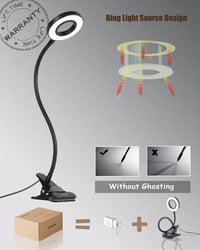 EYOCEAN LED Csiptetős Olvasólámpa Flexibilis Nyakkal, 3 Mód 10 Fokozat Fényerő 4