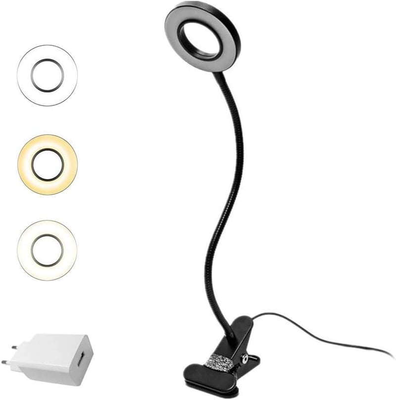 EYOCEAN LED Csiptetős Olvasólámpa Flexibilis Nyakkal, 3 Mód 10 Fokozat Fényerő