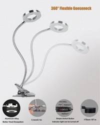 EYOCEAN LED Csiptetős Olvasólámpa Flexibilis Nyakkal, 3 Mód 10 Fokozat Fényerő 6