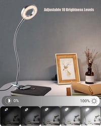 EYOCEAN LED Csiptetős Olvasólámpa Flexibilis Nyakkal, 3 Mód 10 Fokozat Fényerő 3