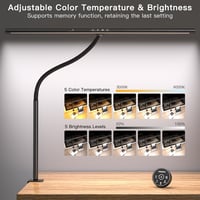 EYOCEAN LED Íróasztali Lámpa Gesztus- és Távirányítással - 24W 80cm Csíptethető Monitovilágítás, Állítható Fényerő, Szemkímélő Munkalámpa Ir 4