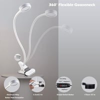 EYOCEAN LED Olvasólámpa Klippes Asztali Lámpa 3 Szín 9 Fényerő USB Kábellel 6