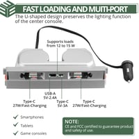 EYPINS Tesla Model 3 Highland 2024 USB Hub Töltő - 4 az 1-ben Többportos Töltő, Rejtett USB Hub Középkonzolhoz 80 cm-es Visszahúzható Kábellel 5